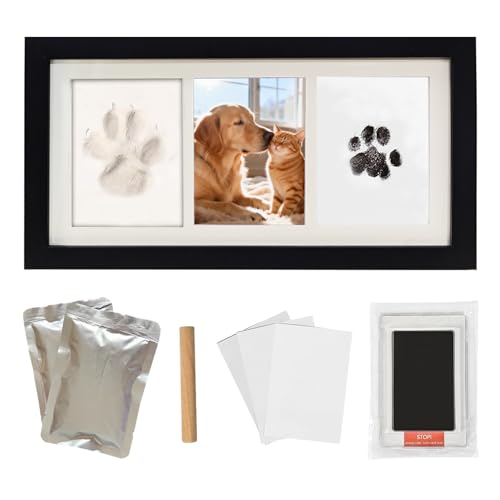 ZAPVLVT Paw Print Impression Kit for Dogs and Cats 2 Clay Large Ink Pad Pet Memorial Keepsake DIY Memorial Gift for Pet Owners Black