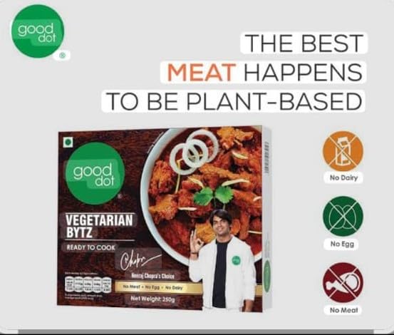 Good Dot Vegetarian Bytz Soya Protein Bites | Plant Based Meat Alternative | High Protein Veg Chunks | Ready to Cook Soy Snack | Vegan Food | 250g Pack of 2 2