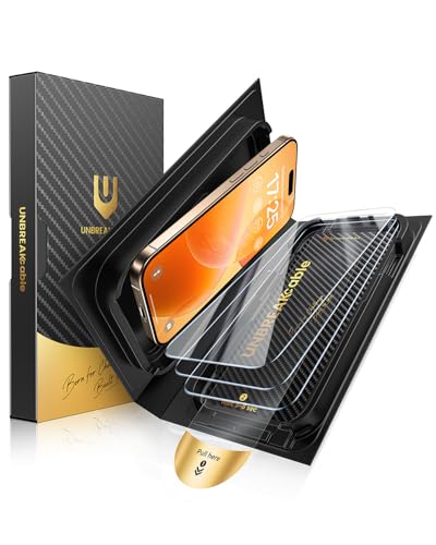 Image of UNBREAKcable for iPhone 16 Plus Screen Protector [Quick-Installation Box] 3-Pack 9H+ Hardness Shatterproof Tempered Glass [99.99% HD Clear] [Case Friendly] [Bubble Free] for iPhone 16 Plus 6.7 inch