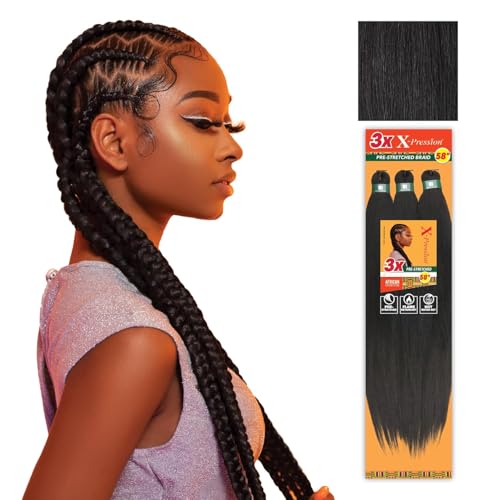 Sensationnal Braids XPRESSION 3X Pre-Stretched Braid 58 inches (5-pack, 1B)