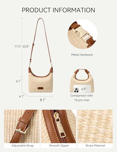 BOSTANTEN Straw Crossbody Bags for Women Raffia Clutch Shoulder Purse Handbags for Beach, Vacation, Daily Use3