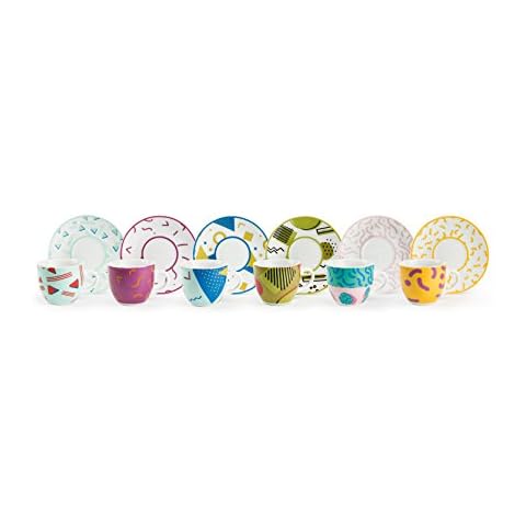 Excelsa Radical - Juego de 6 tazas de café con platillo, porcelana, multicolor Cover