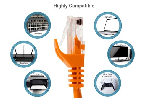 Cable de red Cat6 UTP patch cord 1 ft naranja miniatura 7