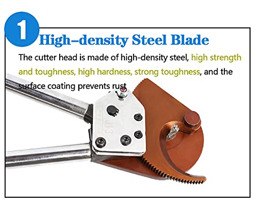 Heavy Duty Ratchet Cable Cutter, Professional Hand Tool for Efficient Communications Cable Slicing - Image 5