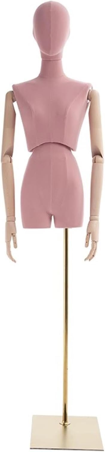 CONGRUI Female Mannequin Showcase Store Clothing Display Rack Adjustable Head and Arm Metal Base(Pink)