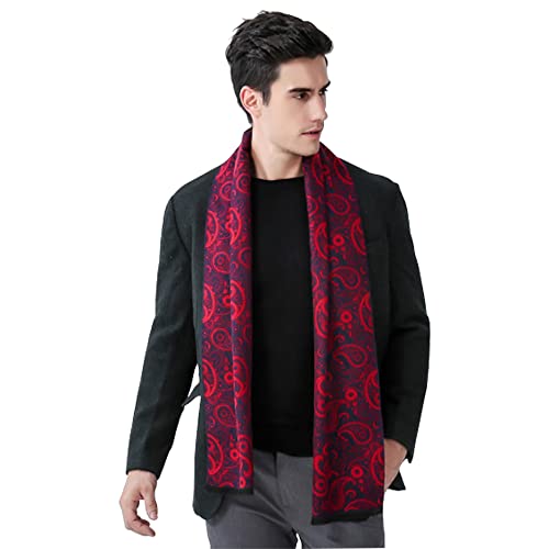 Biutimarden Herren Weicher und Kuscheliger 100% Merinowolle Karo Einfarbiger Schal, Lange Herbst Winter Halsbekleidung Wendbar Super weich Leicht Cover