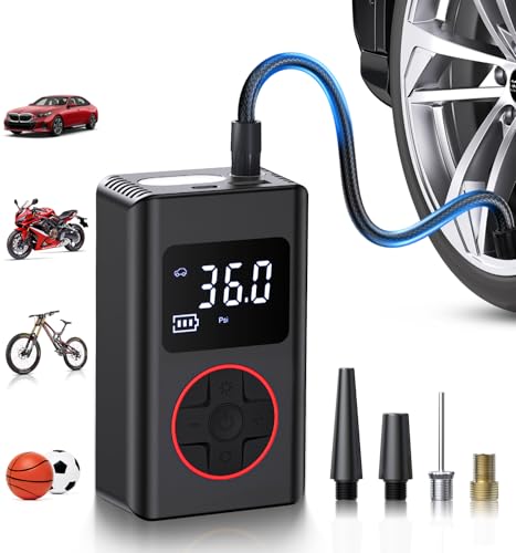 ZGZUXO電動空気入れ 空気入れ 電動 充電式 4000mAh 最大圧力150PSI 空気圧指定可 設定値に自動停止 コードレス タイヤエアーポンプ 小型軽量エアコンプレッサー 携帯電動ポンプ SOS/LEDライト 自転車/車/ボール/バイク/浮き輪/自動車/ロードバイクに最適 仏式/英式/米式バルブ対応 日本語説明書付き PSE認証