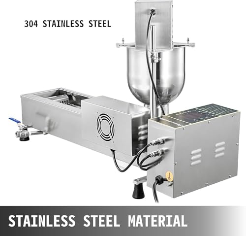 RKUVPAE Commercial Automatic Donut Making Machine, Single Row Auto Doughnut Maker, 7L Hopper Donut Maker with 3 Sizes Molds, Doughnut Fryer, 304 Stainless Steel