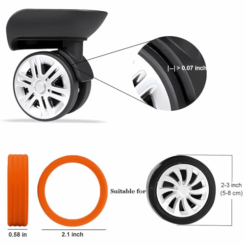 Image of Luggage Accessory Set 8 Pack Luggage Suitcase Wheels Cover & 2 Packsilicone Luggage Tag& 2 Pack Adjustable Suitcase Straps, Wheel caps and Straps fit Most Luggage(Orange)