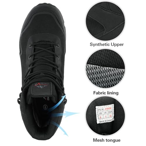 NORTIV 8 Men's Mid Waterproof Hiking Boots Outdoor Lightweight Trekking Mountaineering Camping Shoes,Size 12,All Black,JS19005M
