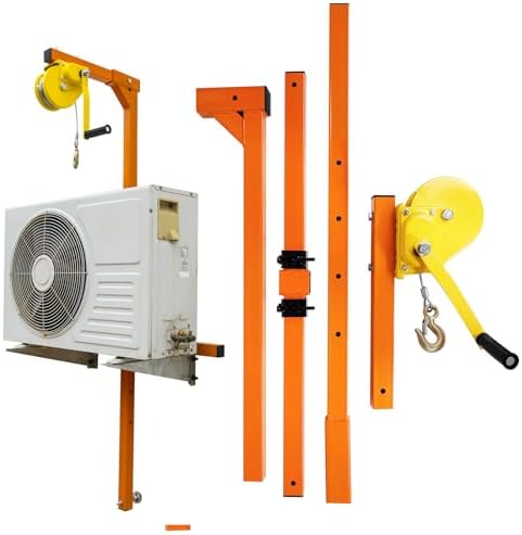 Air Conditioner Lifting Tool - Ultra-Light Stainless Steel Crane Bracket & Hand Winch for Easy Outdoor AC Installation - and Portable