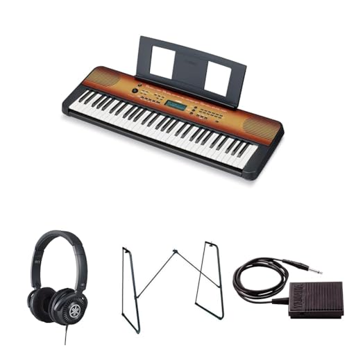 Yamaha Digital Keyboard PSR-E360MA, Maple - Entry-level digital keyboard bundled with HPH-150 Headphones, L-2C Keyboard Stand, and sustain Pedal