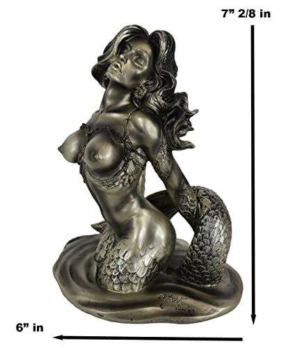 Ebros Aged Bronze Resin Nude Seductive Mermaid Statue 7.25" Tall Nautical Coastal Ocean Sea Decor Figurine Sirens Luring Maidens Of The Dark Waters Fantasy Sculpture #TOP6