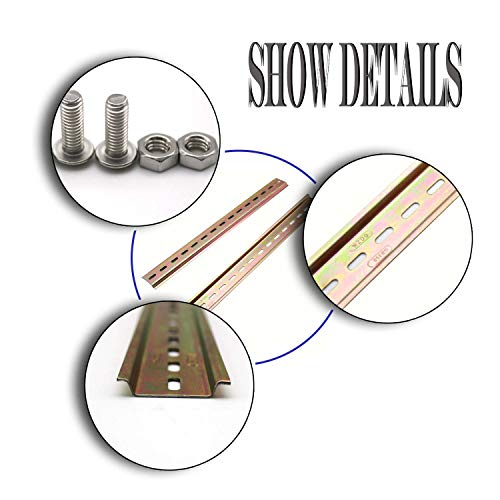 Her Kindness 2 Stück DIN-Schiene Farbe Stahl DIN Schiene für Verteilerschrank Schaltschrank einbau, 35mm Breit, Lang 300mm/11.8in, 6mm Hoch, Hutschiene mit Sechskantschrauben und Muttern