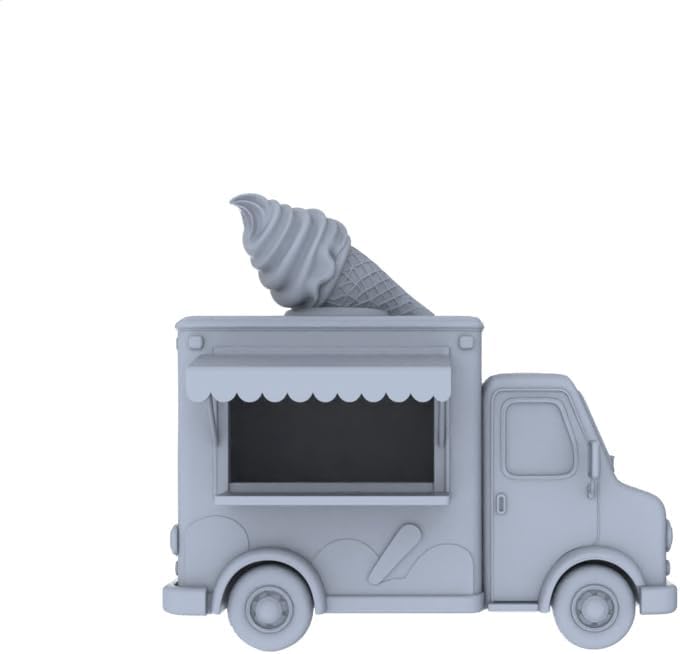 MRY-SFW Yao's Studio LYTA200130 1/200 Unfinished Ice Cream Food Truck Model, Unpainted Kit for DIY Painting & Street Scene Projects 2pcs