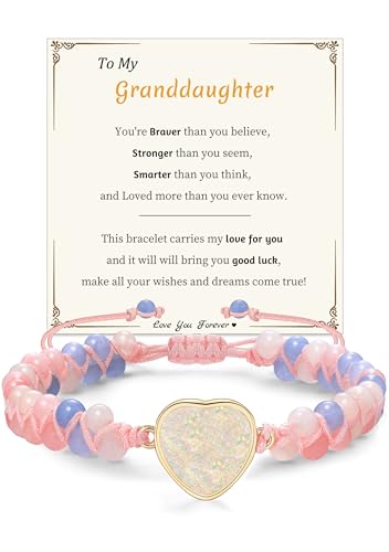 Image of Gifts for Daughter Granddaughter, To My Mom Grandma Wife Girlfriend Sister Jasper Heart Bracelets Birthday Graduation Anniversary Christmas Stocking Stuffers Valentines Mothers Day Jewelry
