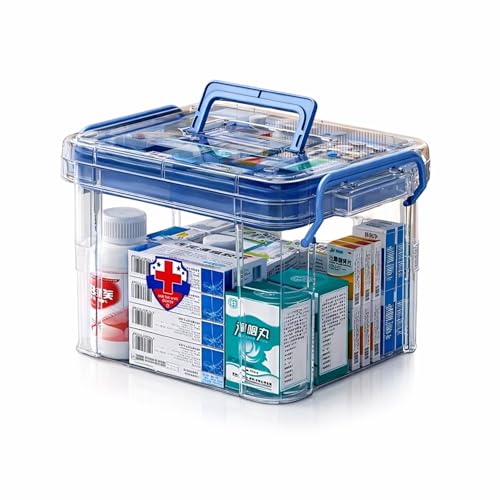 KREPS Clear Plastic Medicine Storage Box Organizer, Family Emerge...