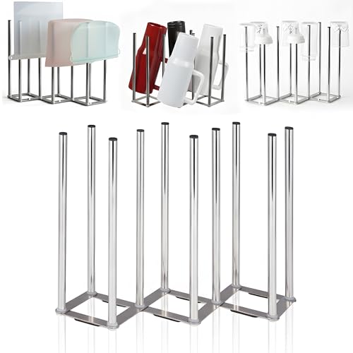 Water Bottle Drying Rack, Cup Drying Rack for Counter, Stainless Steel Tumbler Dryer Stand, Space-Saving Mug & Glass Drying Rack, Heavy-Duty Holder for Cups & Water Bottles (Sliver – 10 Pegs)