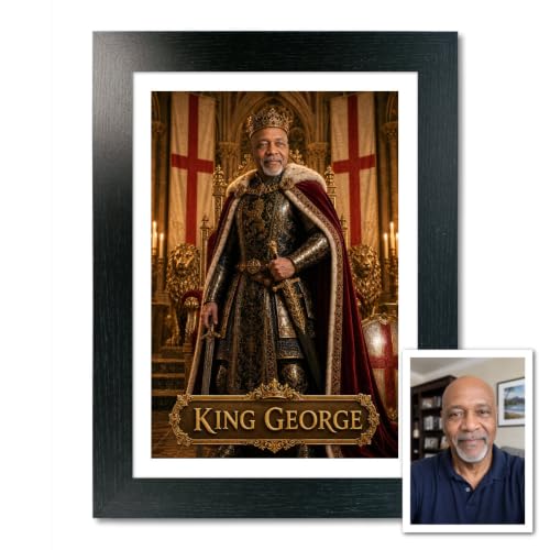 Image of HEROMADE Personalised King of England Art Print From Photo and Custom Name Text, Photorealistic Royal Portrait Wall Art Keepsake Gift Idea