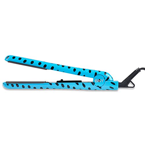 Brilliance New York - 1.25" Smooth Pro Ceramic Iron, Straightens & Curls w/Adjust. Temp, Features Negative Ions & FIR Technology, Dual Voltage, Turquoise Polka Dot