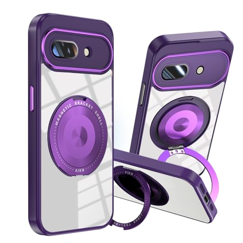 Coque Google Pixel 10A transparente violette antichoc avec support béquille