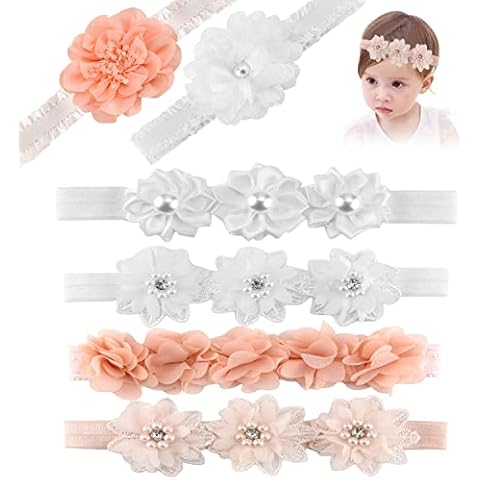 Haarband Stirnband Baby Mädchen Blumen Stirnbänder Baby mit Ripsband Kopfschmuck Neugeborenes Stirnband Kopfband Baby Haarschmuck für Party Hochzeit Taufe Familienfoto 6 Stück Cover