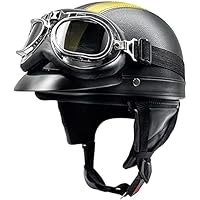 Casque Moto Vintage Demi-coque – Homologué ECE, Avec Lunettes, Réglable, Pour Scooter, Vélo, équitation