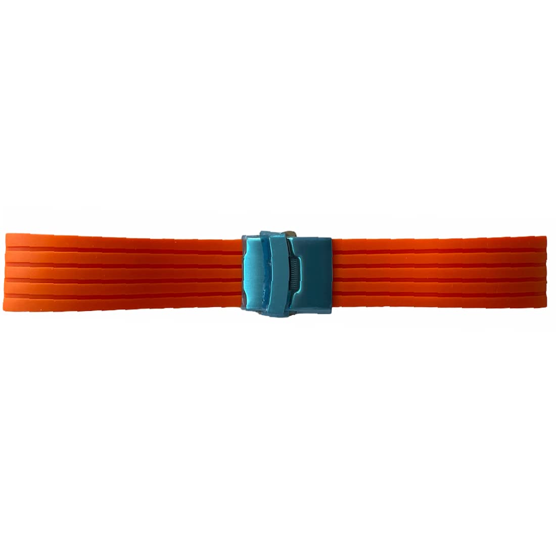 Correa de reloj de silicona naranja con cierre de acero, 22 mm