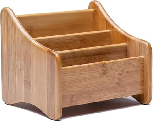 CokBlu リモコンラック 木製・竹製 仕切り付きリモコンスタンド 卓上収納小物入れ デスクオーガナイザー リビング/寝室/オフィス多用途 おしゃれプレゼント?