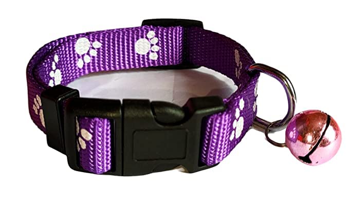 RvPaws 10MM Adjustable Nylon Paw Print Design Cute Collar Easy Clip Buckle Bell Kitten with Bell for Dogs & Cat - (Purple) (B0B63YQDQM) Amazon Price History, Amazon Price Tracker