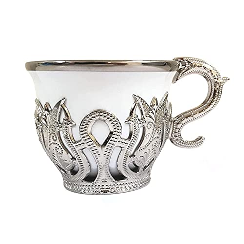 BJH vajilla Juego de 6 Tazas de café de Porcelana y platillos de café expreso de 4 oz, Regalo para Bodas, cumpleaños… - Imagen 5