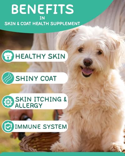 Omega 3 for Dogs - Dog Skin and Coat Supplement with EPA & DHA Fatty Acids- Fish Oil Chews with Salmon Oil & Vitamins - Itchy, Dry & Shedding Skin Relief- Chicken Flavor, 120 Chews - Thumbnail 2