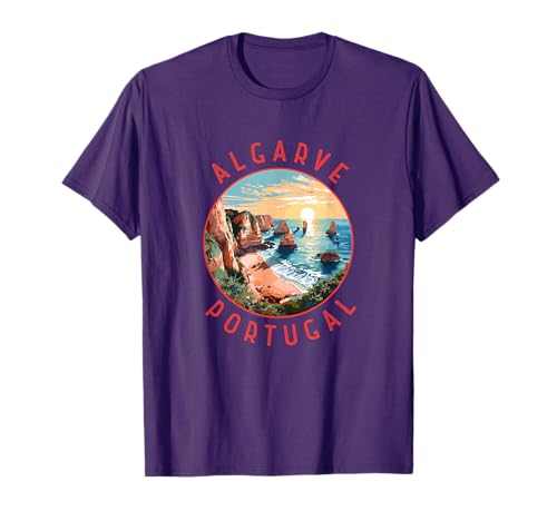 Algarve Portugal Retro Distressed Circle Travel Souvenir T-Shirt