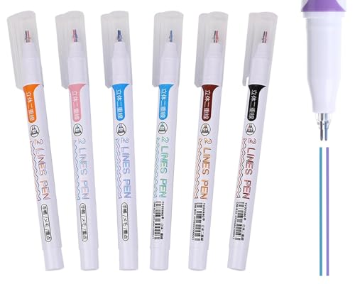 Image of PAXCOO Double Marker Line Pens,Two Liner Gel Pen Outline Multi Color Ink Roller Drawing Scrap booking Card Note Art,3d Writing Pen,Craft Creative Journal Hand Planner Home Office School(6 Pack)