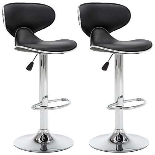 Tabouret de bar noir réglable par vérin à gaz pour îlot central - 2