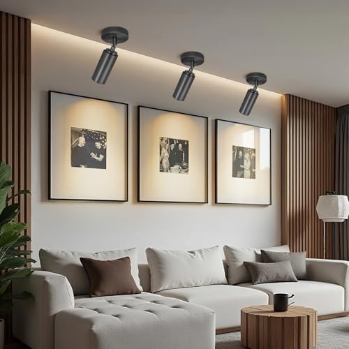 Matte Black Ceiling Spotlight, Hardwired LED Ceiling Spot Light Indoor, Flush Mounted Monopoint Ceiling Light, Modern Directional Spot Lights, Adjustable Spotlight Fixtures