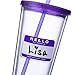Cupture Classic Insulated Double Wall Tumbler Cup with Lid, Reusable Straw & Hello Name Tags - 24 oz, 2 Pack (purple/orange)