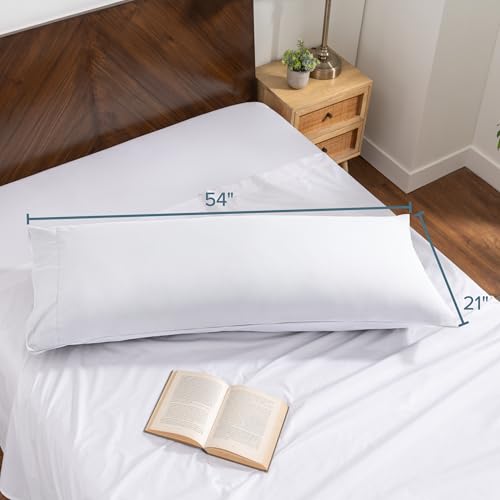 Image of Bare Home Microfiber Body Pillow Cover - Ultra Soft & Cooling - Double Brushed - Envelope Closure - Easy Care (21''x54'' Body Pillow Cover, White)