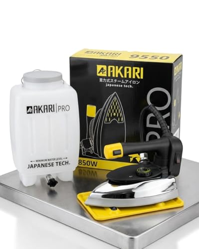 Image of Akari ES300L by Silti Industrial Gravity Steam Iron - 1850W, Big Base, 4.2L Bottle, Anti-Shine Teflon Shoe. For industrial and commercial use. Original Pro Base. Silti Steam Iron