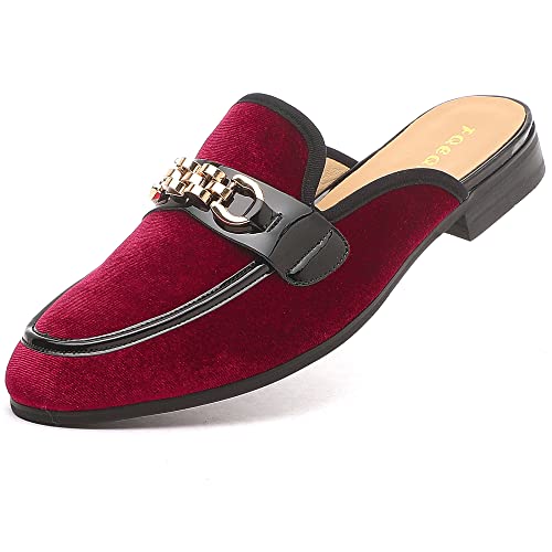 Mens Mules Mens Velvet Slippers, Flats Stylish Formal Wear Backless Loafers, Slip On Loafers Work Slides Casual Half Loafers Sandals Shoes