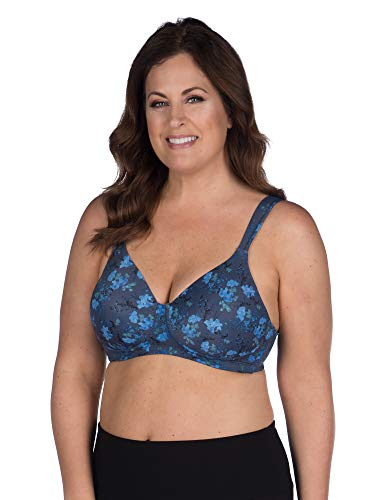 LEADING LADY Women's Plus-Size Underwire Padded T-Shirt Bra, Blue Floral, 36A