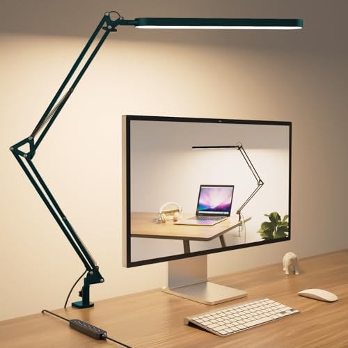 Image of SKYLEO Desk Lamp - LED Desk Light - 5 Color Modes X 11 Brightness Levels - Adjustable Swing Arm - Timmer & Memory Function - 12W Lamp for Desk - Green