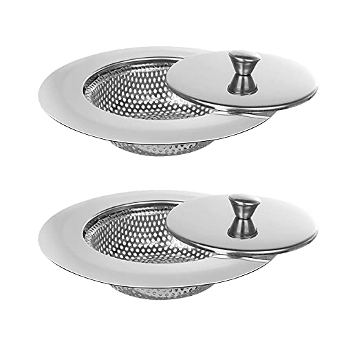 Kitchen Sink Strainer, Large Diameter Stainless Steel Sink Drain Plug Filter With Lid, Suitable For Bathrooms Basket Catcher Cover Home Housewarming Gifts (2Pcs) #TOP1