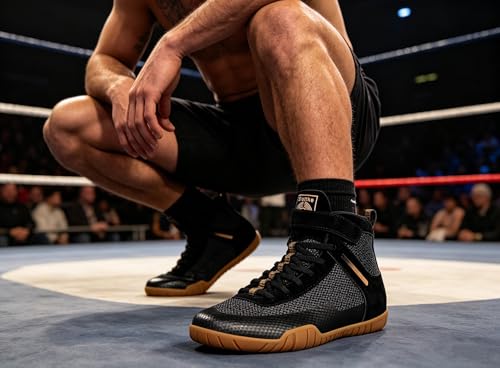 Image of Sisttke Mens Wrestling Shoes Boxing Shoe Wide | Wide Width Zero Drop Sole,Weightlifting,Powerlifting,Bodybuilding,Fitness,Lightweight,Non-Slip,for Competition & Training