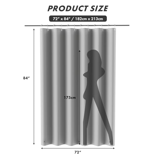 Image of AmazerBath Extra Long Shower Curtain Liner, Grey Shower Liner 84 Inches Long, 72x84 Plastic Shower Curtain Liner, Cute Tall Shower Liner, PEVA Bathroom Shower Curtain Liners with 3 Magnets