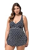 Ulla Popken Damen große Größen Übergrößen Bellieva-Tankini, Zweiteiler, Umstandsmode, Punkte, seitliche Raffungen, Volantsaum Marine 54 825433130-54