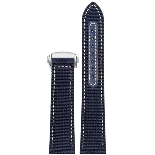 .Watches�p�L�����o�X�i�C�����E�H�b�`�X�g���b�v - �X�^�C���N�C�b�N�����[�X�o���h(Blue white silver,22mm)