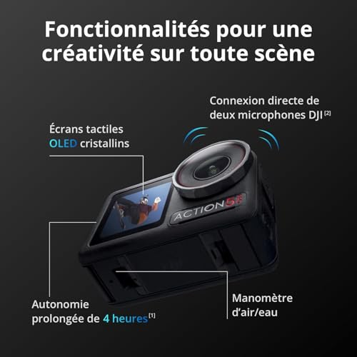 Stabilisation et Capteur 1/1,3 Pouce DJI Osmo Action 5 Pro Autonomie 12h