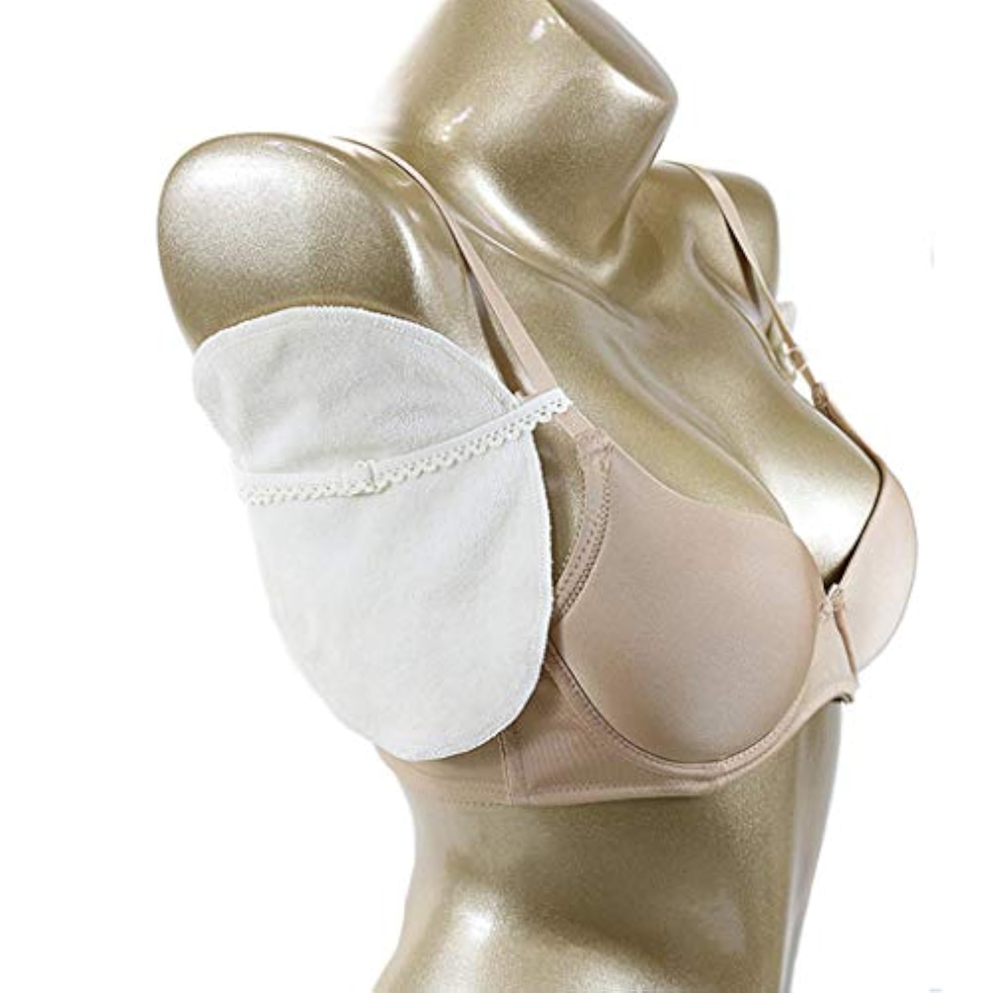 1 Pair Reusable Washable Underarm Sweat Absorbing Pads, White