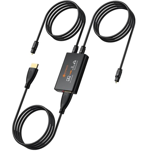 Image of Neoteck 1-in-2-out ARC /eARC Audio Extractor, HDMI ARC Audio to Optical Extractor with Supports PCM 2.0, Dolby 5.1, DTS 5.1, 24bit /192kHz, Plug and Play, for TV, Home Cinema & Legacy Audio Systems | with 1-in-2-out, Supports PCM 2.0, Dolby 5.1, DTS 5.1, 24bit /192kHz, Plug and Play for TV, Home Cinema & Legacy Audio Systems